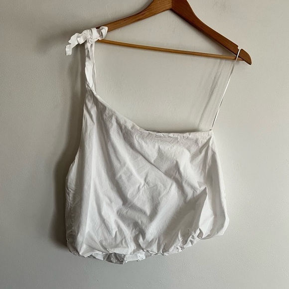 Zara Cutwork One Shoulder 100% Cotton Top - Picture 4 of 9